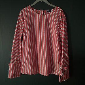 DARLING HARBOUR Red w/White & Black Stripe Bow-Tie Sleeve Top Size EU42/U.S 8